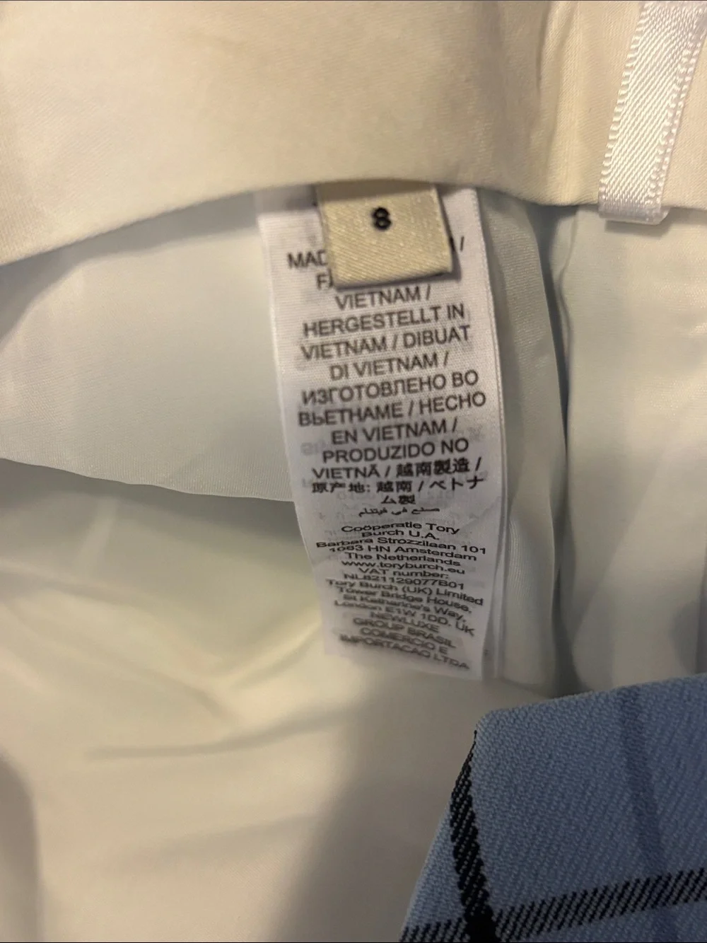 Tory Burch Light Blue Windowpane Chinos